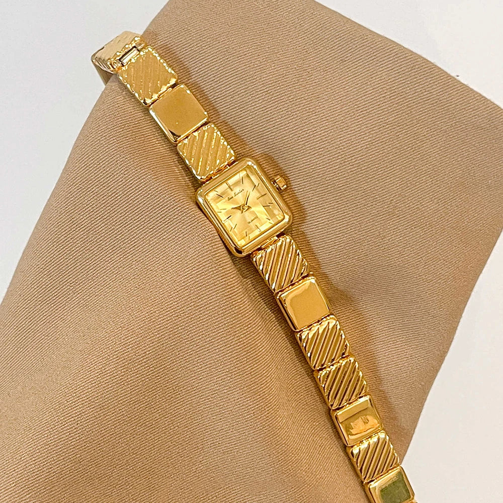 GEDI Luxury Gold Square Women's Watch Elegant Retro Ladies Watches Daily Wear Fashion Simple Quartz Wristwatches Clock Gift