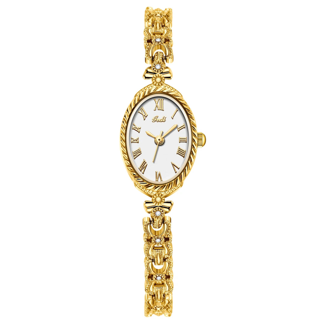 GEDI Women's Watch Luxury Elegant Oval Gold Silver Small Bracelet Clock Roman Numeral Dial Woman Watches Exquisite Wristwatch