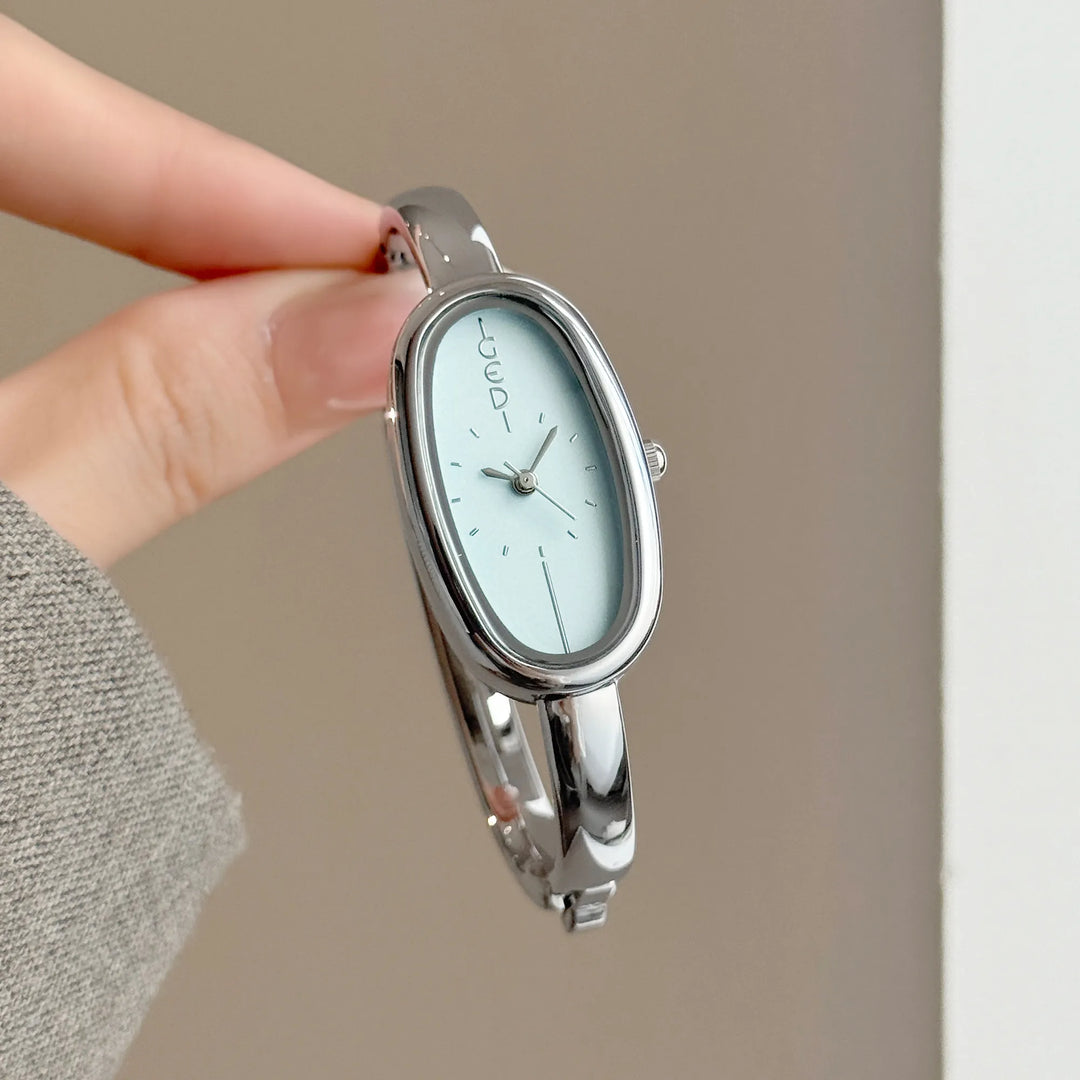 GEDI Women's Watch Minimalist Elegant Oval Dial Quartz Silver Bracelet Wristwatch Clock Female, Girlfriend Birthday Gift