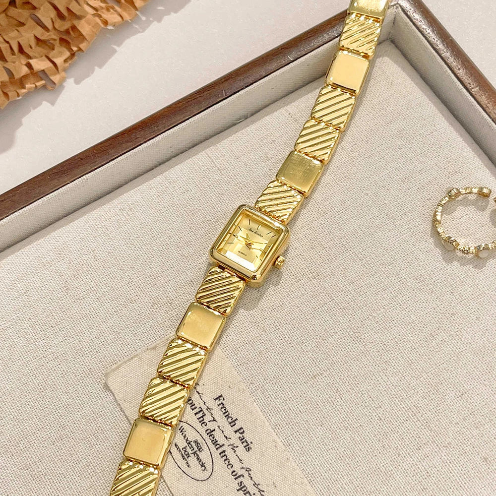 GEDI Luxury Gold Square Women's Watch Elegant Retro Ladies Watches Daily Wear Fashion Simple Quartz Wristwatches Clock Gift