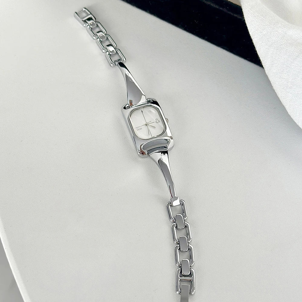 GEDI 2026 New Fashion Watches for Woman Elegant Women's Small Square Quartz Wristwatch Silver Bracelet Ladies Dress Watch
