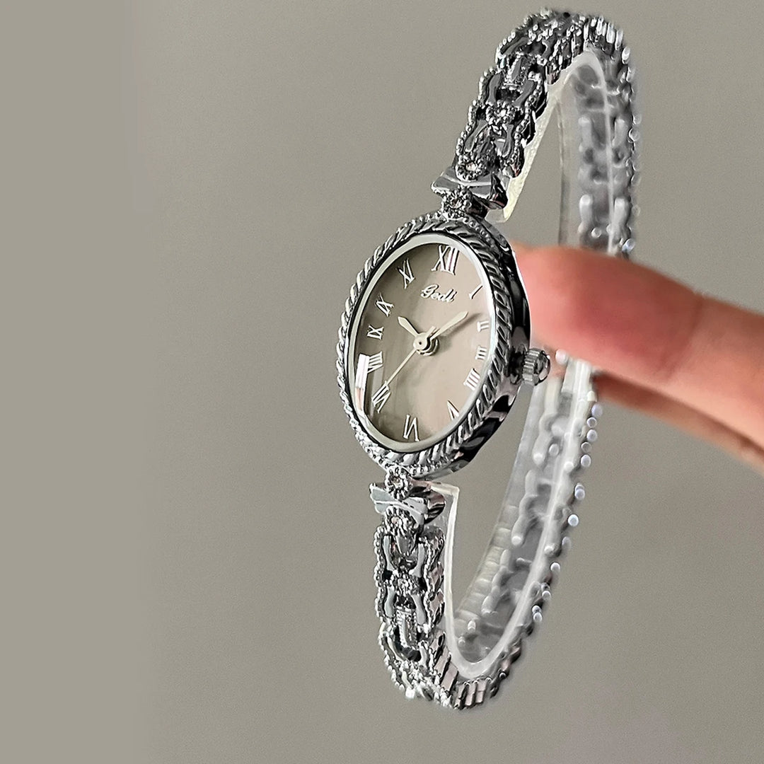GEDI Women's Watch Luxury Elegant Oval Gold Silver Small Bracelet Clock Roman Numeral Dial Woman Watches Exquisite Wristwatch