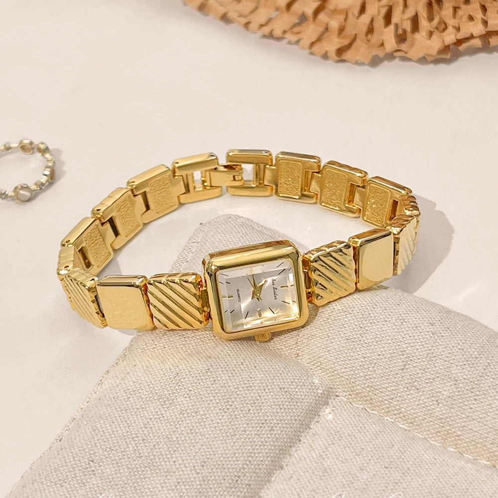 GEDI Luxury Gold Square Women's Watch Elegant Retro Ladies Watches Daily Wear Fashion Simple Quartz Wristwatches Clock Gift