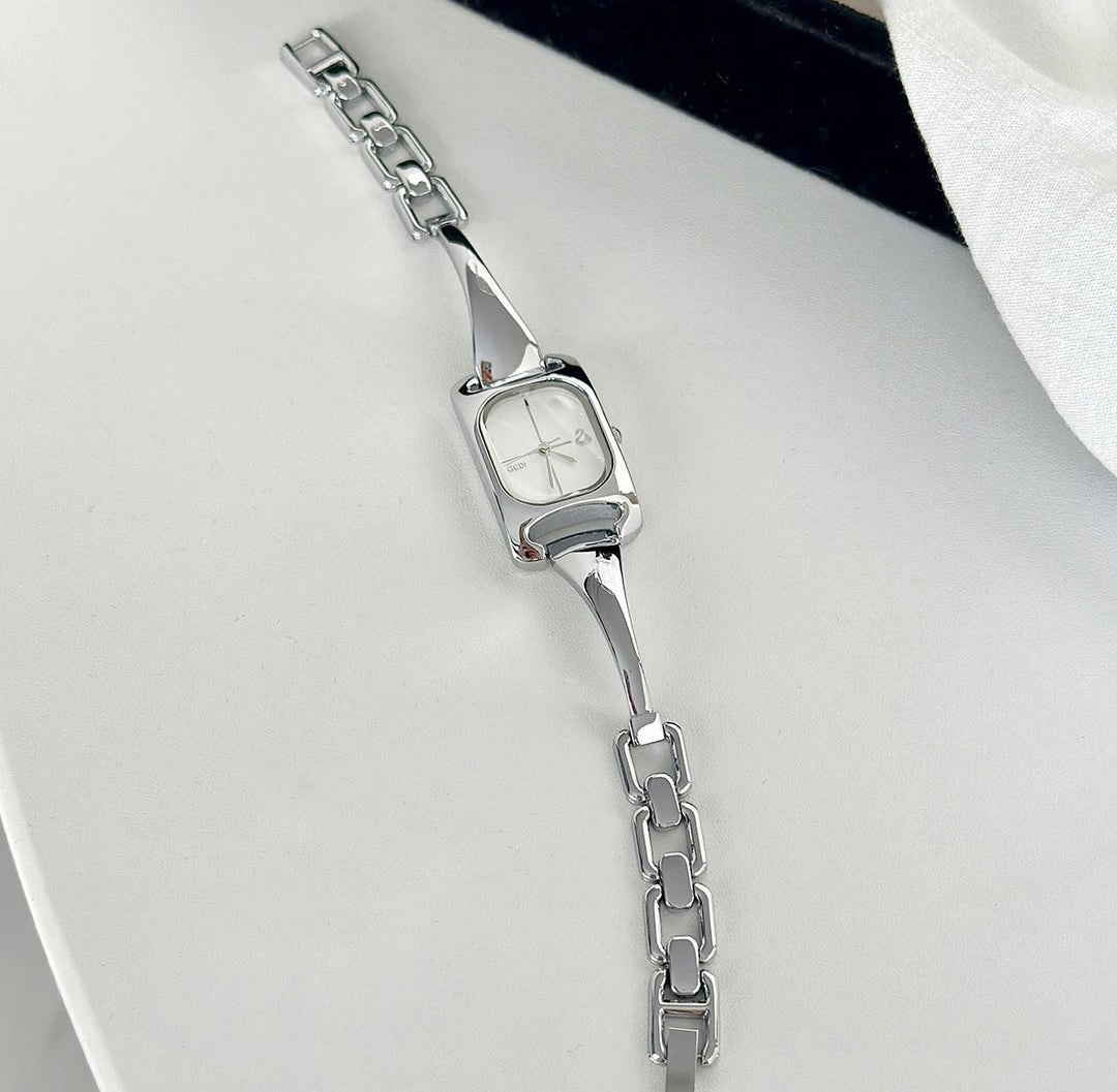 GEDI 2026 New Fashion Watches for Woman Elegant Women's Small Square Quartz Wristwatch Silver Bracelet Ladies Dress Watch
