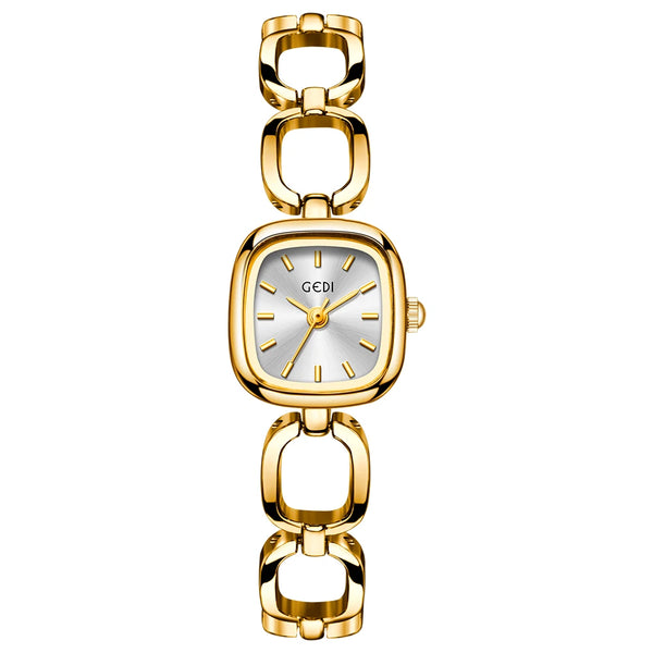 Gedi women's watch elegant square red dial quartz watches chain bracelet vintage minimalist girls ladies small wristwatch