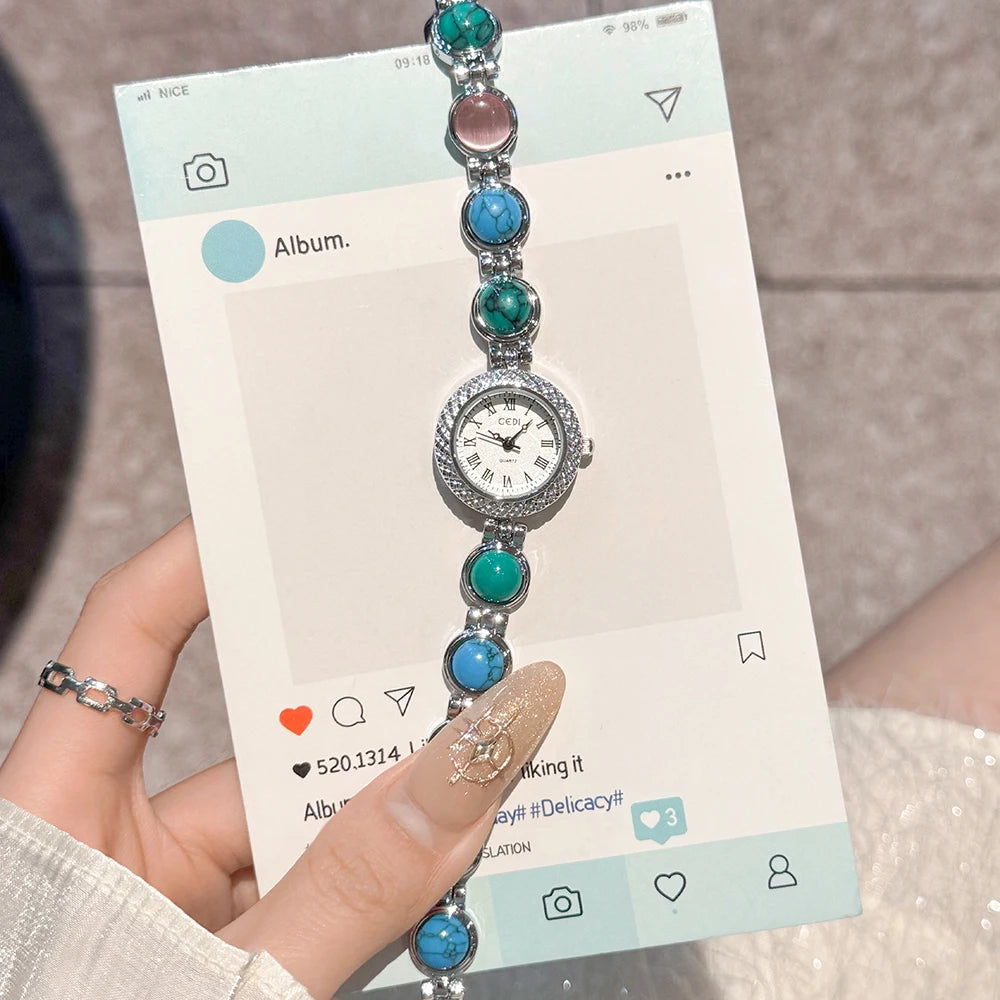 Vintage Watches Women GEDI Elegant Gold Roman Numerals Pearl Bracelet Ladies Fashion Dress Watch Girlfriend Gifts Reloj Mujer