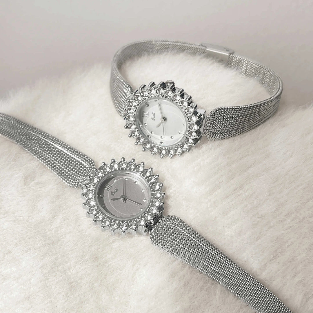 GEDI High-end Luxury Woman Watch Rhinestone Silver Stainless Steel Mesh Belt Quartz Ladies Watches 2026 Reloj Mujer Elegante