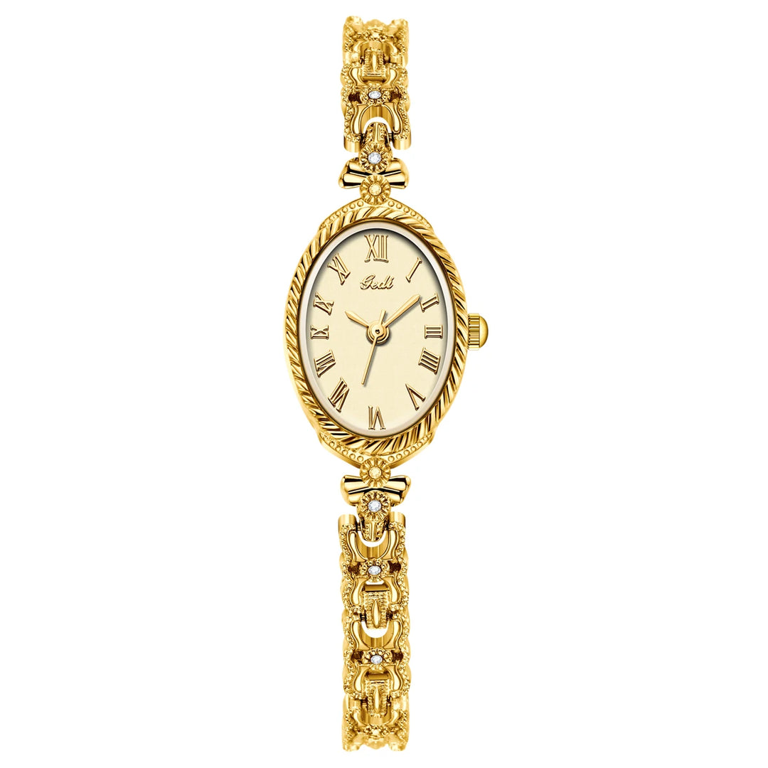 GEDI Women's Watch Luxury Elegant Oval Gold Silver Small Bracelet Clock Roman Numeral Dial Woman Watches Exquisite Wristwatch