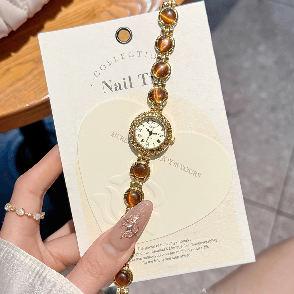 Vintage Watches Women GEDI Elegant Gold Roman Numerals Pearl Bracelet Ladies Fashion Dress Watch Girlfriend Gifts Reloj Mujer