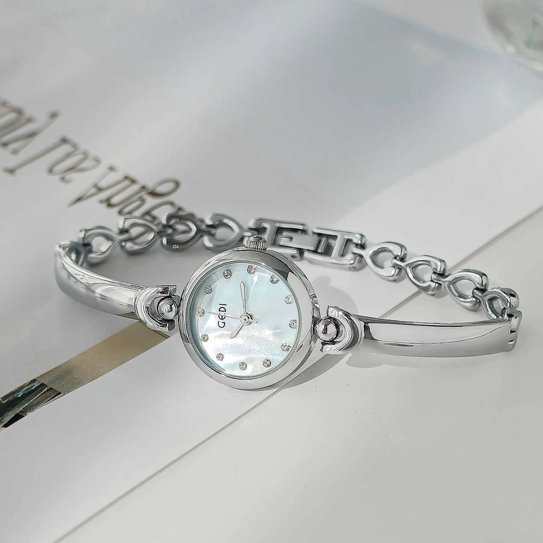 GEDI Women's Bracelet Watch Silver Quartz Wristwatch Fashion Casual Ladies Small Watches Waterproof Elegant Female Clock Gift