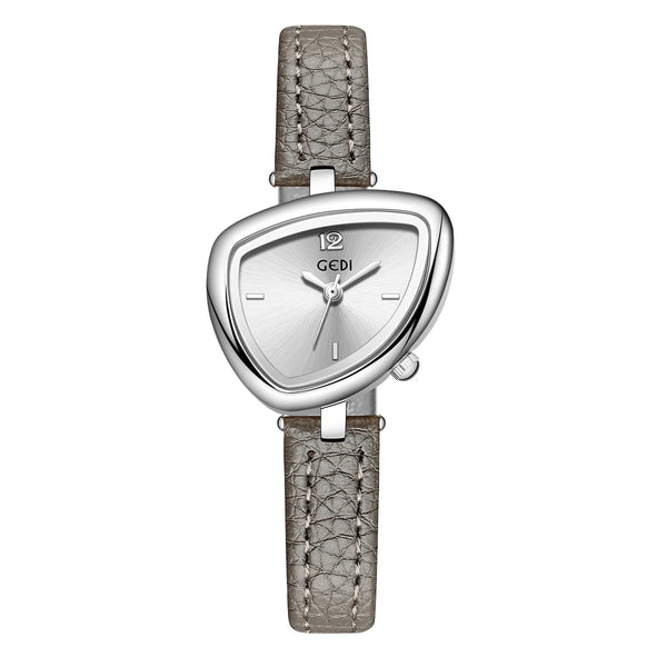 Gedi vintage watch leather light luxury simple unique irregular dial ladies watches elegant quartz waterproof women's wristwatch