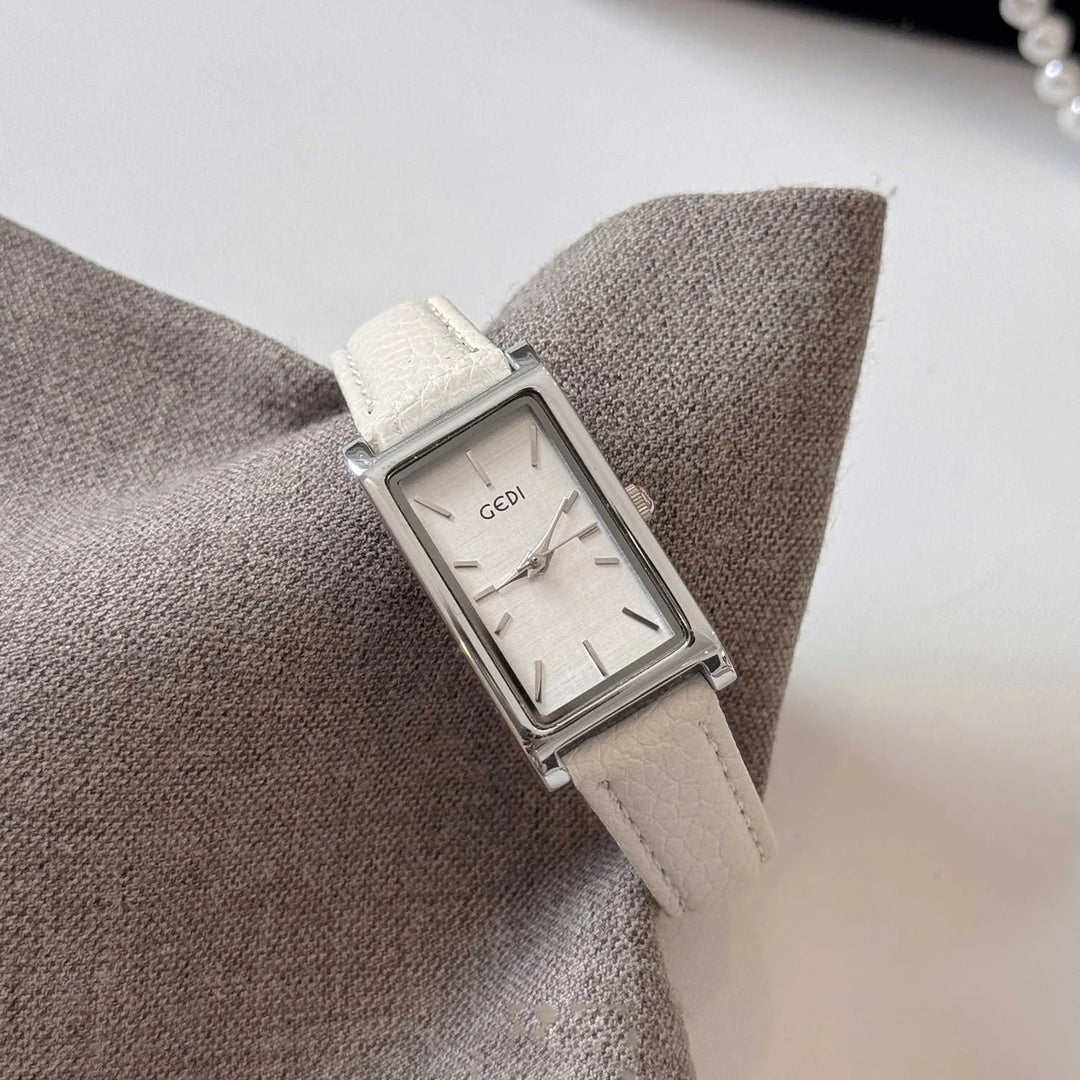 GEDI Rectangle Woman Watch Elegant Vintage Leather Strap Quartz Women's Wristwatch Minimalist Fashion Ladies Watches Daily Wear