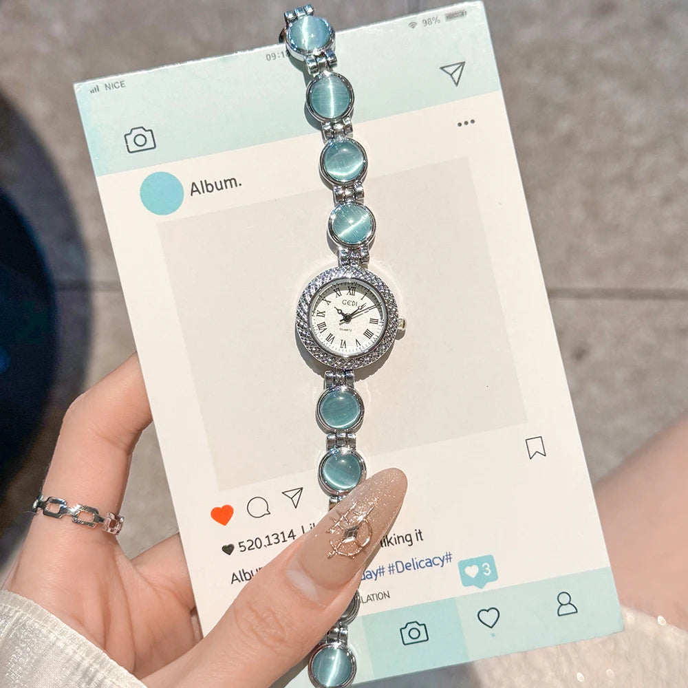 Vintage Watches Women GEDI Elegant Gold Roman Numerals Pearl Bracelet Ladies Fashion Dress Watch Girlfriend Gifts Reloj Mujer