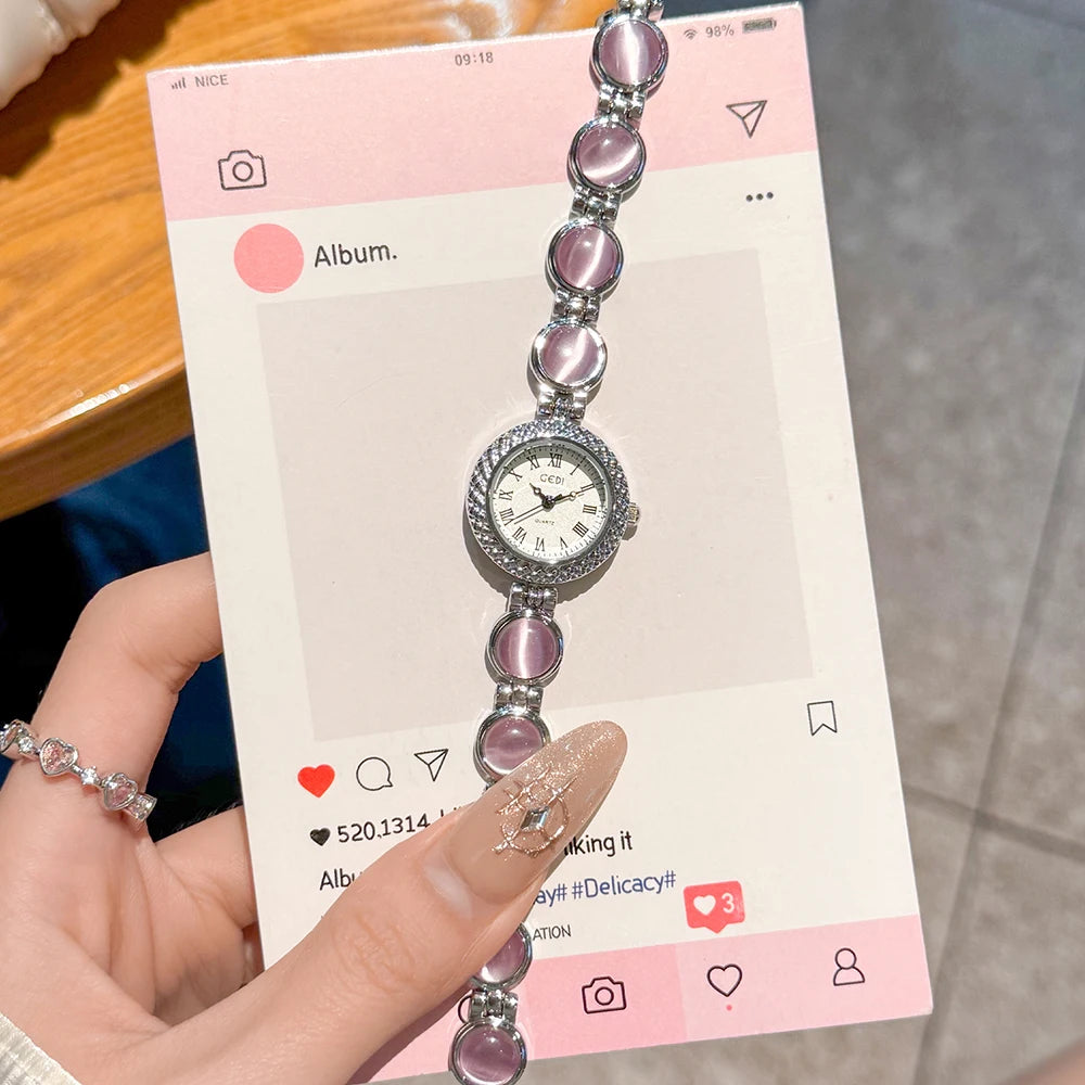 Vintage Watches Women GEDI Elegant Gold Roman Numerals Pearl Bracelet Ladies Fashion Dress Watch Girlfriend Gifts Reloj Mujer