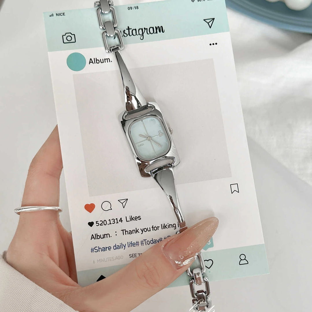 GEDI 2026 New Fashion Watches for Woman Elegant Women's Small Square Quartz Wristwatch Silver Bracelet Ladies Dress Watch