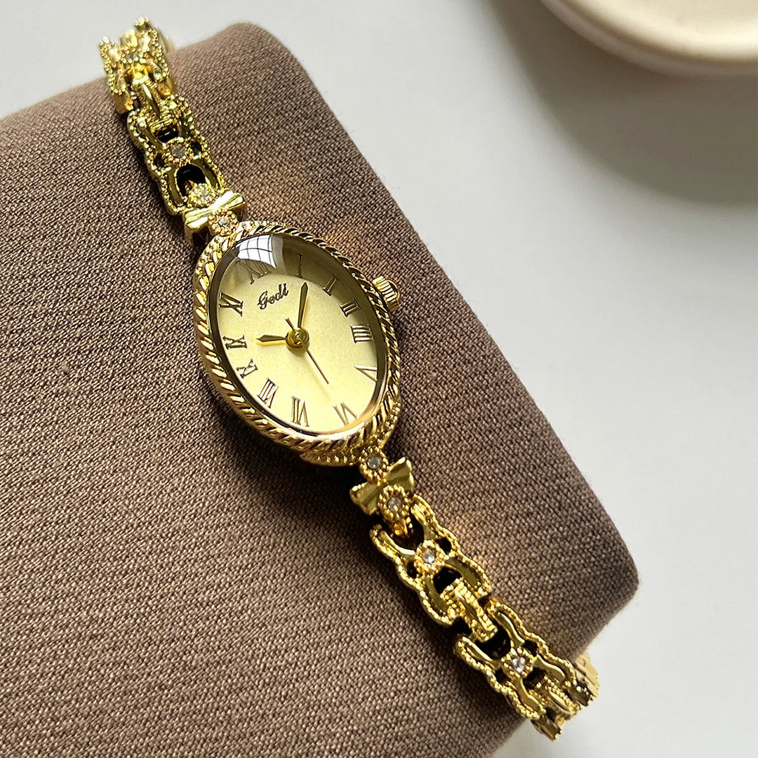 GEDI Women's Watch Luxury Elegant Oval Gold Silver Small Bracelet Clock Roman Numeral Dial Woman Watches Exquisite Wristwatch