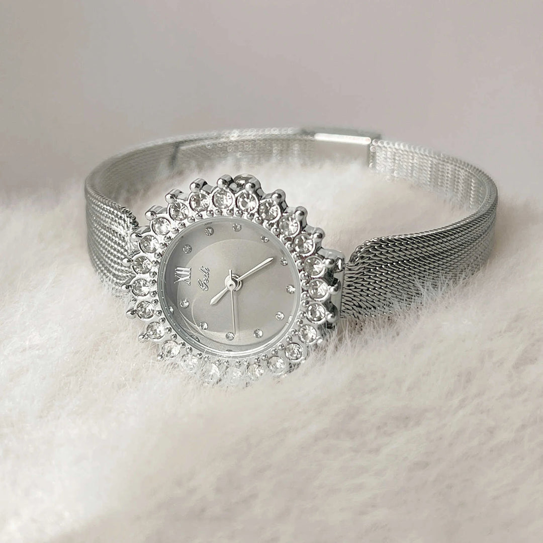 GEDI High-end Luxury Woman Watch Rhinestone Silver Stainless Steel Mesh Belt Quartz Ladies Watches 2026 Reloj Mujer Elegante
