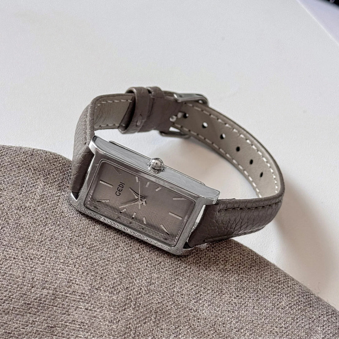 GEDI Rectangle Woman Watch Elegant Vintage Leather Strap Quartz Women's Wristwatch Minimalist Fashion Ladies Watches Daily Wear