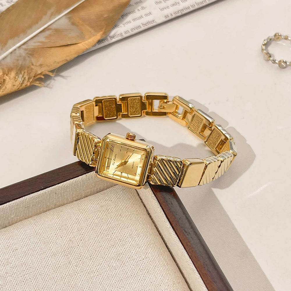 GEDI Luxury Gold Square Women's Watch Elegant Retro Ladies Watches Daily Wear Fashion Simple Quartz Wristwatches Clock Gift