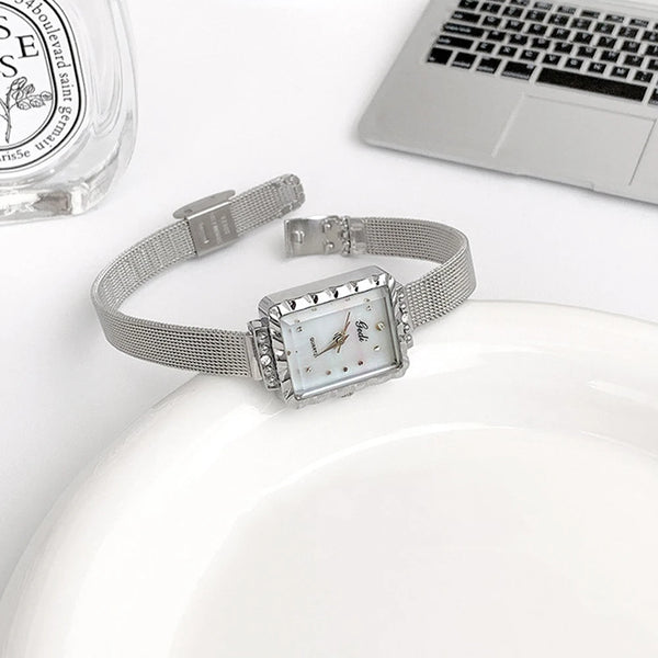 Gedi new luxury square women's watch fashion mother of pearl dial rhinestone ladies watch mesh strap casual business bracelet
