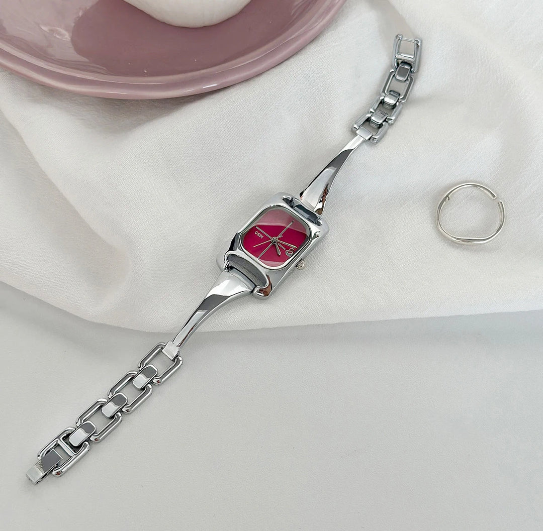 GEDI 2026 New Fashion Watches for Woman Elegant Women's Small Square Quartz Wristwatch Silver Bracelet Ladies Dress Watch