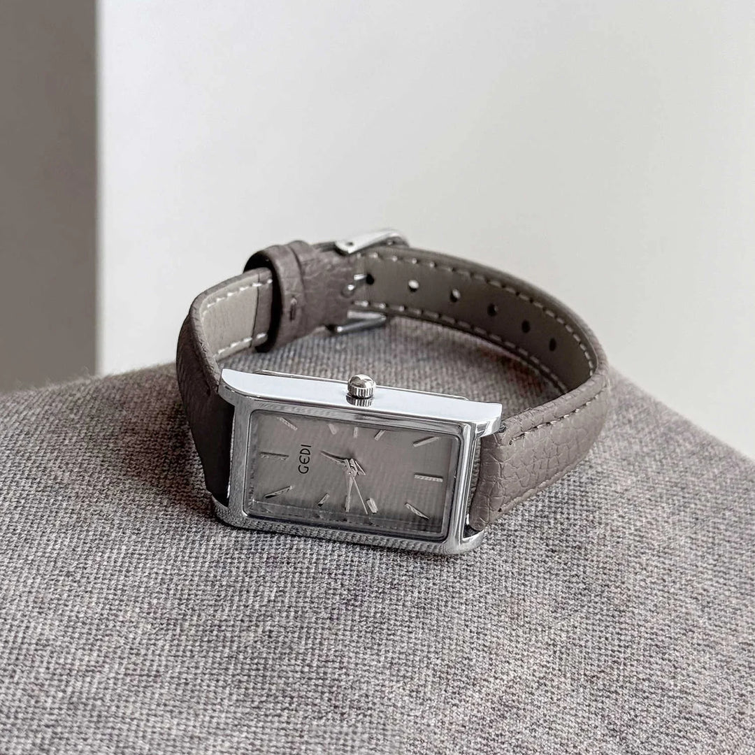 GEDI Rectangle Woman Watch Elegant Vintage Leather Strap Quartz Women's Wristwatch Minimalist Fashion Ladies Watches Daily Wear