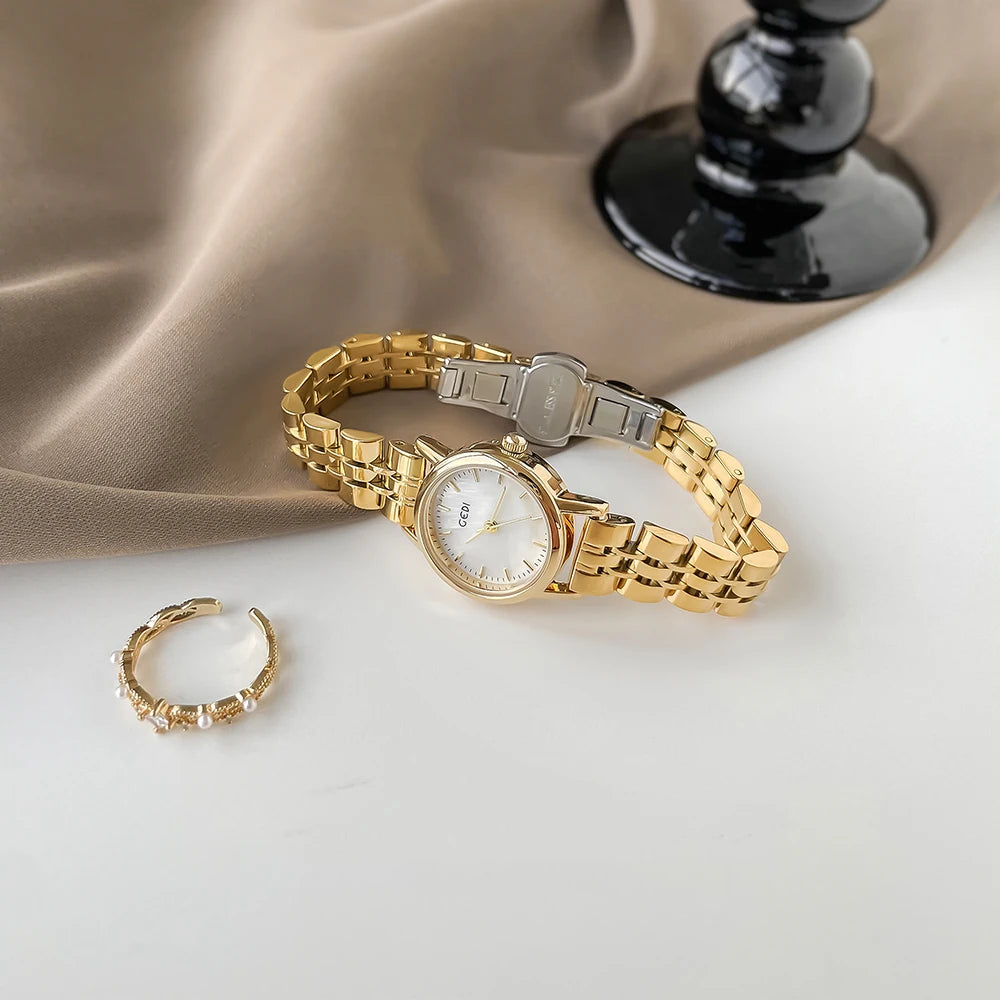 Gedi Watches Woman Stainless Steel Simple Fashion Quartz Watch Ladies Minimalist Wristwatch Silver Clock Valentine's Day Gift